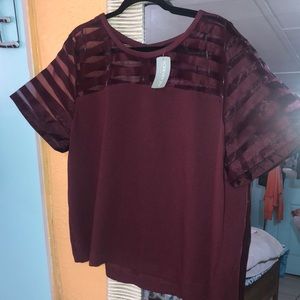 Mesh Panel Blouse